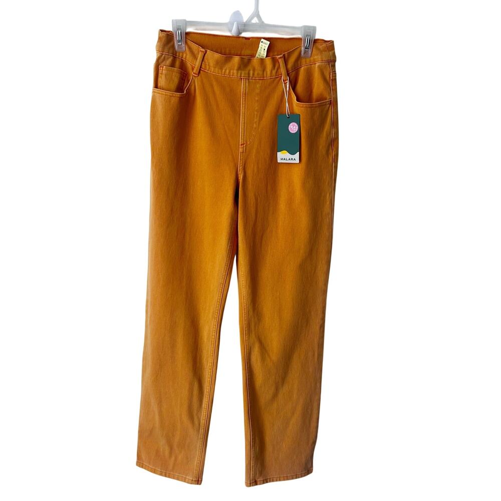 Halara Jeans Size L NWT High Rise Stretch Denim High Rise Orange Dopamine Bright